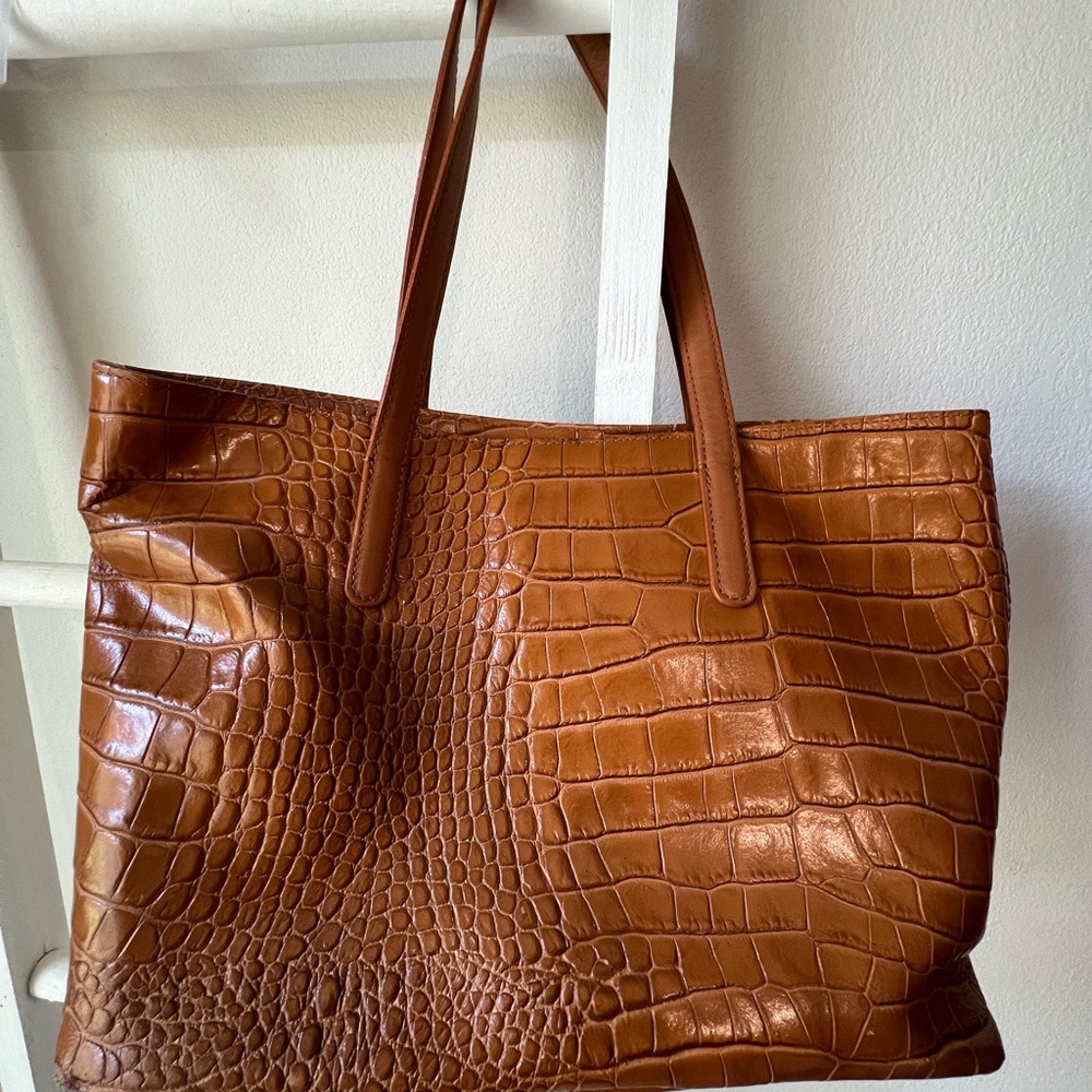 Valentina | Brown Faux Crocodile Bag - Picture 3 of 11